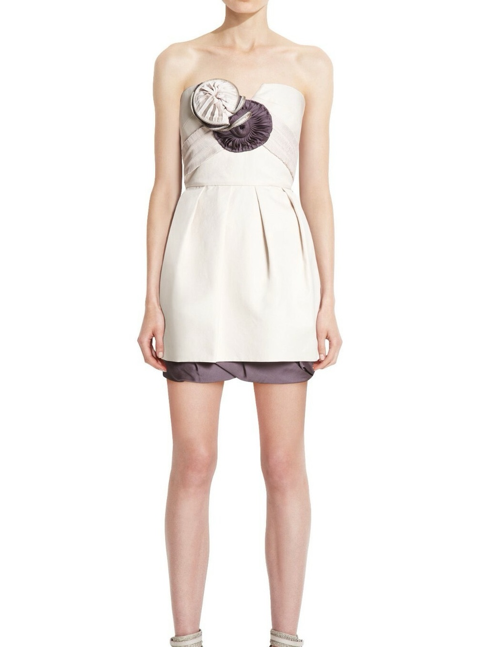 BCBG Runway Strapless Ivory & Dusty Lavender Cocktail Dress